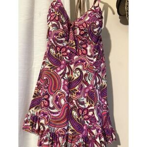 Always For Me Chic Prints Paisley Tankini Swim Dress Set Purple Pink 18W